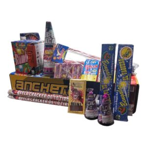 Ancheta con múltiples productos pirotécnicos