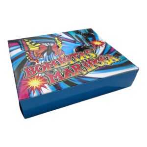 La imagen muestra la caja de bombitas mariposa por 300 unidades.